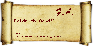Fridrich Arnó névjegykártya